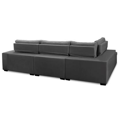 Sofá de Canto Retrátil e Reclinável com Molas 3,40x2,00 LE Jacke Suede Cinza Madelina Decor Imagem de Sofá de Canto Retrátil e Reclinável com Molas 3,40x2,00 LE Jacke Suede Cinza Madelina Decor