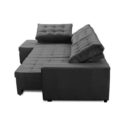 Imagem de Sofá de Canto Retrátil e Reclinável com Molas 3,40x2,00 LE Jacke Suede Cinza Madelina Decor