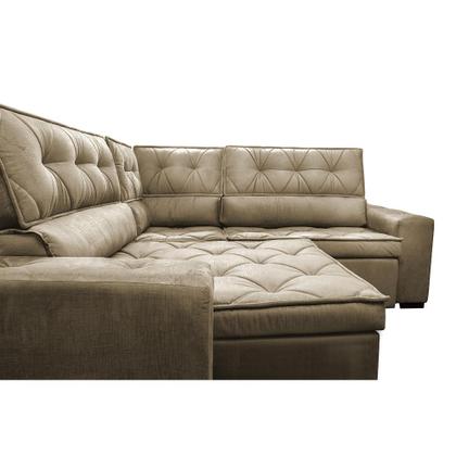 Imagem de Sofa de Canto Retrátil e Reclinável com Molas Cama inBox Austin 2,20m x 2,20m Suede Velusoft Castor