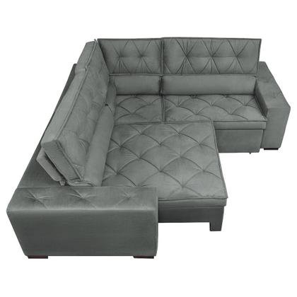 Imagem de Sofa de Canto Retrátil e Reclinável com Molas Cama inBox Austin 2,20m x 2,20m Suede Velusoft Cinza
