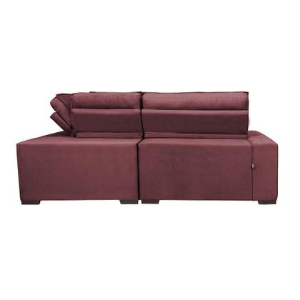 Imagem de Sofa de Canto Retrátil e Reclinável com Molas Cama inBox Austin 2,30m x 2,30m Suede Velusoft Vinho