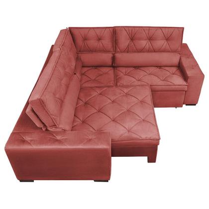 Imagem de Sofa de Canto Retrátil e Reclinável com Molas Cama inBox Austin 2,50m x 2,50m Velusoft Vermelho