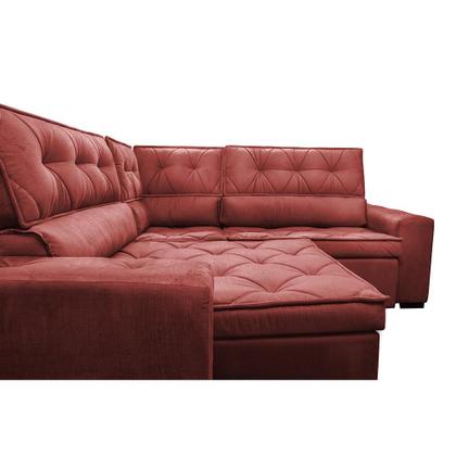 Imagem de Sofa de Canto Retrátil e Reclinável com Molas Cama inBox Austin 2,60m x 2,60m Velusoft Vermelho