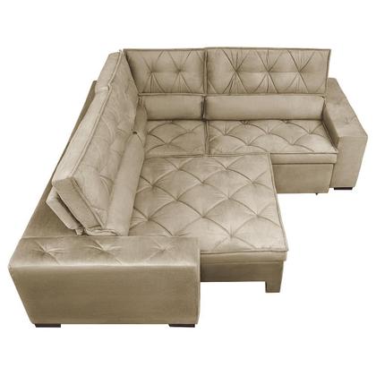 Imagem de Sofa de Canto Retrátil e Reclinável com Molas Cama inBox Austin 2,70m x 2,70m Suede Velusoft Castor