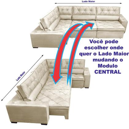 Imagem de Sofa de Canto Retrátil e Reclinável com Molas Cama inBox Austin 3,65X2,54 ou 2,54X3,65 Velusoft Bege