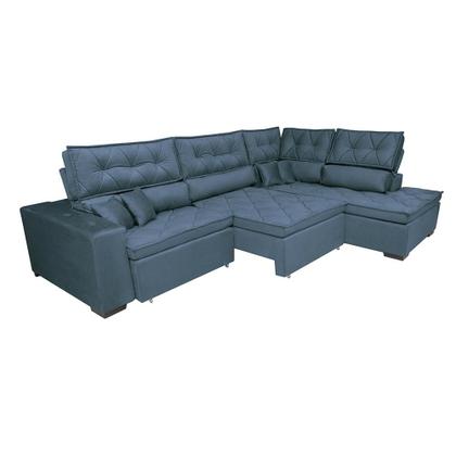 Imagem de Sofá de Canto Retrátil e Reclinável com Molas Cama inBox Platinum 3,00x2,36 Tecido Suede Azul