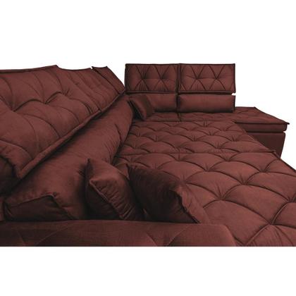 Imagem de Sofá de Canto Retrátil e Reclinável com Molas Cama inBox Platinum 3,00x2,36 Tecido Suede Vinho
