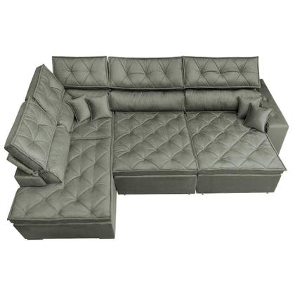 Imagem de Sofá de Canto Retrátil e Reclinável com Molas Cama inBox Platinum Esquerdo 3,00x2,36 Suede Cinza