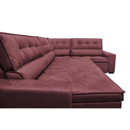 Imagem de Sofa de Canto Retrátil e Reclinável de Molas Cama inBox Austin 3,45X2,44 ou 2,44X3,45 Velusoft Vinho