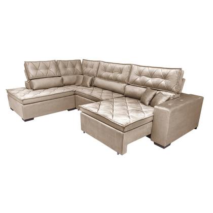 Imagem de Sofá de Canto Retrátil e Reclinável Esquerdo 3,00x2,36m Molas Cama inBox Espanha Velusoft Bege