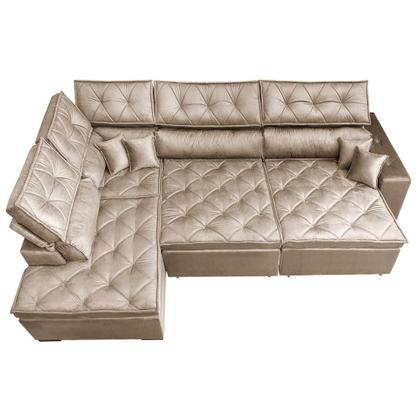 Imagem de Sofá de Canto Retrátil e Reclinável Esquerdo 3,00x2,36m Molas Cama inBox Espanha Velusoft Bege