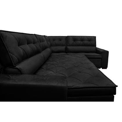 Imagem de Sofá de Canto Retrátil, Reclinável, Molas Cama inBox Austin 3,65X2,54 ou 2,54X3,65 Suede Preto