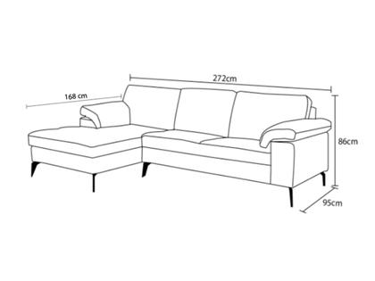 Imagem de Sofá de Couro Asti 3 lugares com Chaise Direita Conhaque com Brilho  Mempra Design