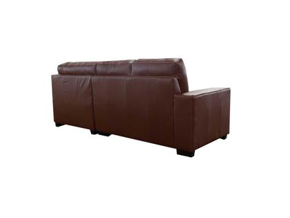 Imagem de Sofá de Couro Canto Marrocos 2 lugares com Chaise Direita Conhaque com Brilho - Mempra Design