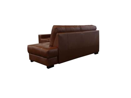 Imagem de Sofá de Couro Canto Marrocos 2 lugares com Chaise Direita Conhaque com Brilho - Mempra Design