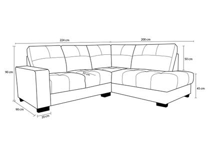 Imagem de Sofá de Couro Canto Marrocos 2 lugares com Chaise Direita Conhaque com Brilho - Mempra Design