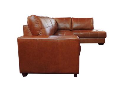 Imagem de Sofá de Couro Canto Marrocos 3 lugares com Chaise Direita Conhaque com Brilho - Mempra Design