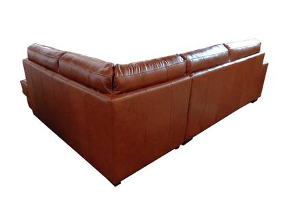 Imagem de Sofá de Couro Canto Marrocos 3 lugares com Chaise Direita Conhaque com Brilho - Mempra Design