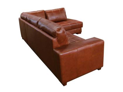 Imagem de Sofá de Couro Canto Marrocos 3 lugares com Chaise Direita Conhaque com Brilho - Mempra Design