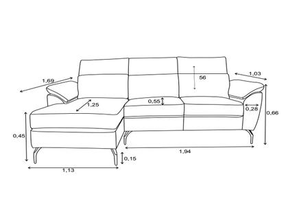 Imagem de Sofá de Couro Hannover 3 lugares com Chaise Baú Direita - Avelã