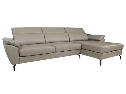 Imagem de Sofá de Couro Hannover 3 lugares com Chaise Baú Direita - Avelã