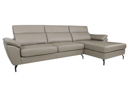 Imagem de Sofá de Couro Hannover 3 lugares com Chaise Baú Direita - Avelã