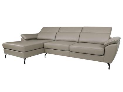 Imagem de Sofá de Couro Hannover 3 lugares com Chaise Baú Esquerda - Avelã