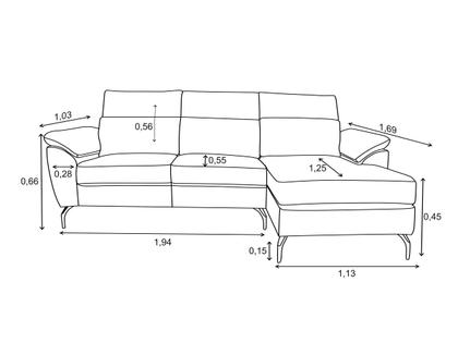 Imagem de Sofá de Couro Hannover 3 lugares com Chaise Baú Esquerda - Avelã