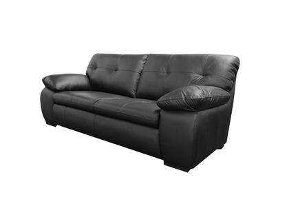 Imagem de Sofá de Couro Marselha 3 lugares Preto Pigmentado