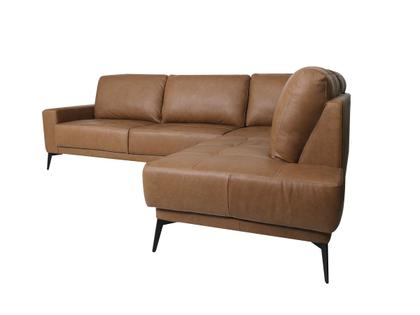 Imagem de Sofá de Couro Rubi 2 lugares com Chaise Direita Soft Mel - Mempra Design