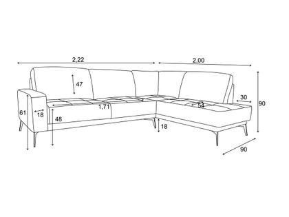 Imagem de Sofá de Couro Rubi 2 lugares com Chaise Esquerda Soft Mel - Mempra Design