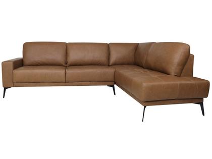 Imagem de Sofá de Couro Rubi 3 lugares com Chaise Direita Soft Mel - Mempra Design