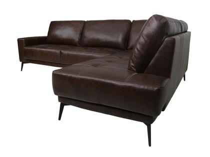 Imagem de Sofá de Couro Rubi 3 lugares com Chaise Direita Soft Tabaco - Mempra Design