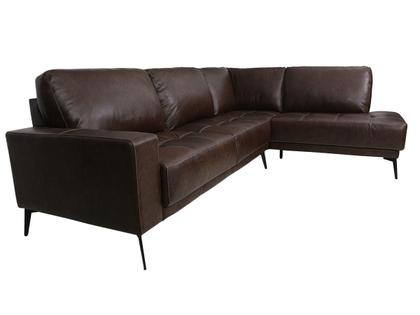 Imagem de Sofá de Couro Rubi 3 lugares com Chaise Direita Soft Tabaco - Mempra Design
