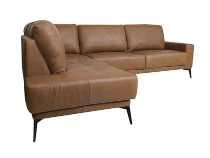 Imagem de Sofá de Couro Rubi 3 lugares com Chaise Esquerda Soft Mel - Mempra Design