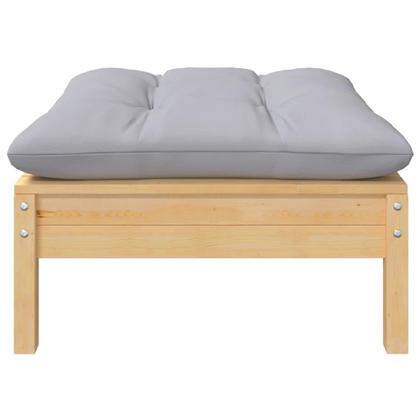 Imagem de Sofá de pátio vidaXL Solid Pinewood, 2 lugares, cinza, com almofadas