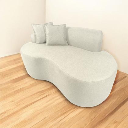 Imagem de Sofá Decorativo Curvo 2 Lugares Feijão Forma Orgânica Linho Trento