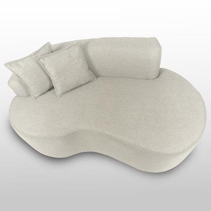 Imagem de Sofá Decorativo Curvo 2 Lugares Feijão Forma Orgânica Linho Trento