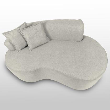 Imagem de Sofá Decorativo Curvo 2 Lugares Feijão Forma Orgânica Linho Trento