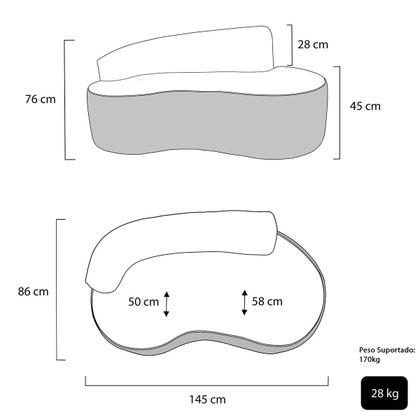 Imagem de Sofá Decorativo Curvo 2 Lugares Feijão Forma Orgânica Linho Trento