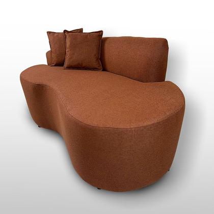 Imagem de Sofá Decorativo Curvo 2 Lugares Feijão Forma Orgânica Linho Trento