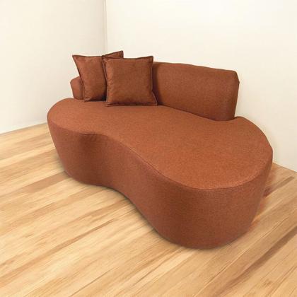 Imagem de Sofá Decorativo Curvo 2 Lugares Feijão Forma Orgânica Linho Trento