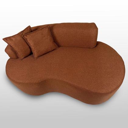 Imagem de Sofá Decorativo Curvo 2 Lugares Feijão Forma Orgânica Linho Trento