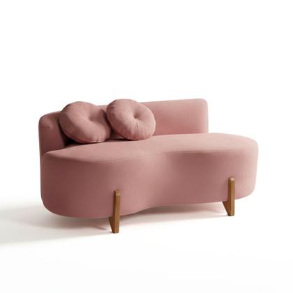 Imagem de Sofá Decorativo Curvo Orgânico Living Veludo Rosa - Montanaris Decor