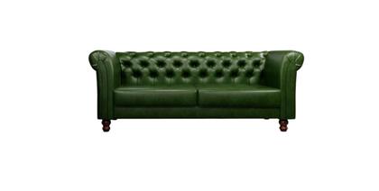 Imagem de Sofá Decorativo de Couro Chesterfield 200cm Verde - Mozzelar