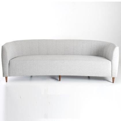 Imagem de Sofá Decorativo Margot curvo 2,04 metros tecido Linho Pés Madeira