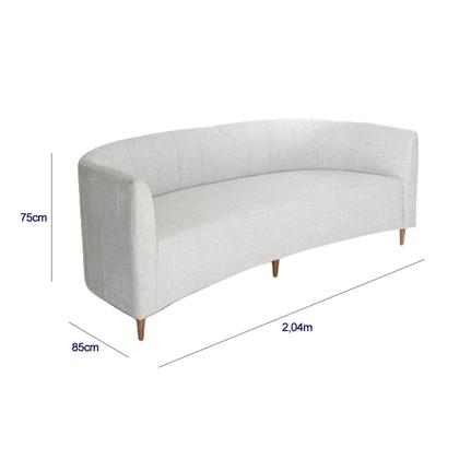 Imagem de Sofá Decorativo Margot curvo 2,04 metros tecido Linho Pés Madeira