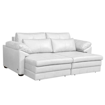 Imagem de Sofá Decorativo Piece Bipartido Retrátil Sala de Estar 250cm Couro Branco G58 - Gran Belo