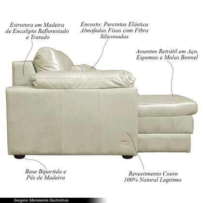Imagem de Sofá Decorativo Piece Bipartido Retrátil Sala de Estar 250cm Couro Tiza G58 - Gran Belo