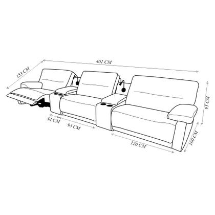 Sofá Decorativo Sala de Cinema Swift Elétrico Reclinável c/Porta Copos Baú Cooler Linho Cinza G81 - Gran Belo Imagem de Sofá Decorativo Sala de Cinema Swift Elétrico Reclinável c/Porta Copos Baú Cooler Linho Cinza G81 - Gran Belo